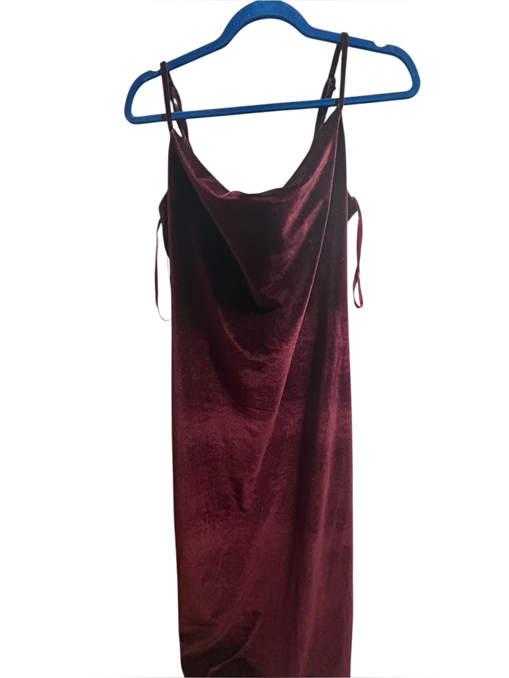 She + Sky Burgundy Velvet Slip Dress